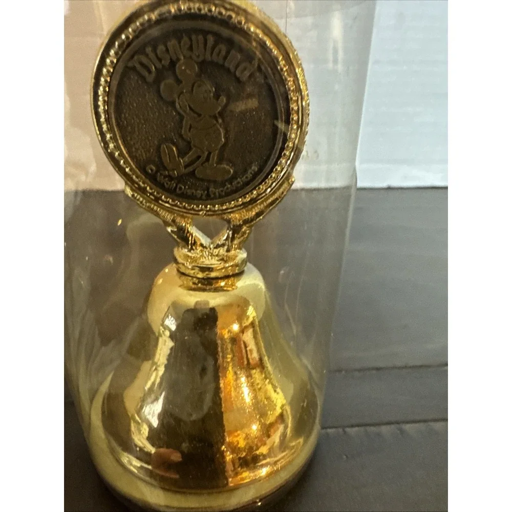 VTG Disneyland Mickey Mouse Ringing Bell Gold Tone Metal Walt Disney Productions